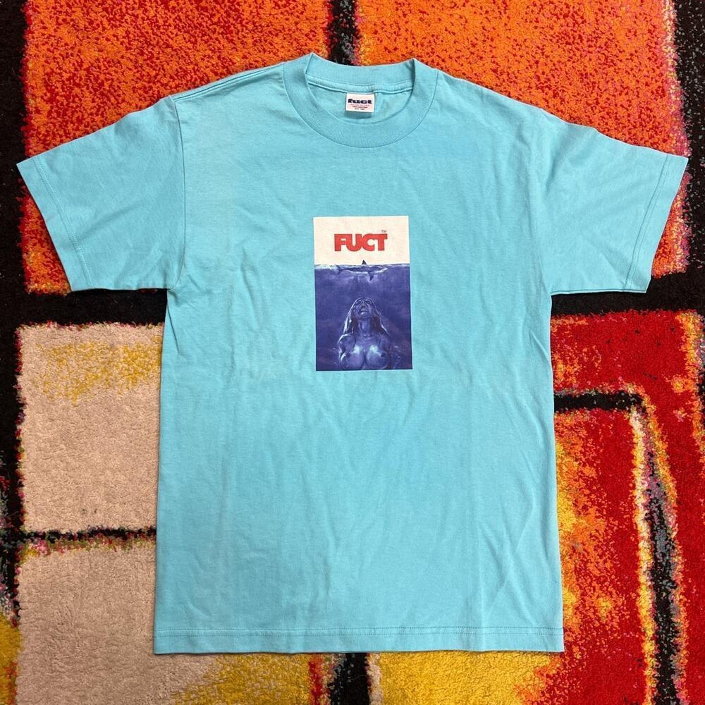 Vintage FUCT Jaws Parody Skate Plan B Girl World Industries USA Made Small Tee
